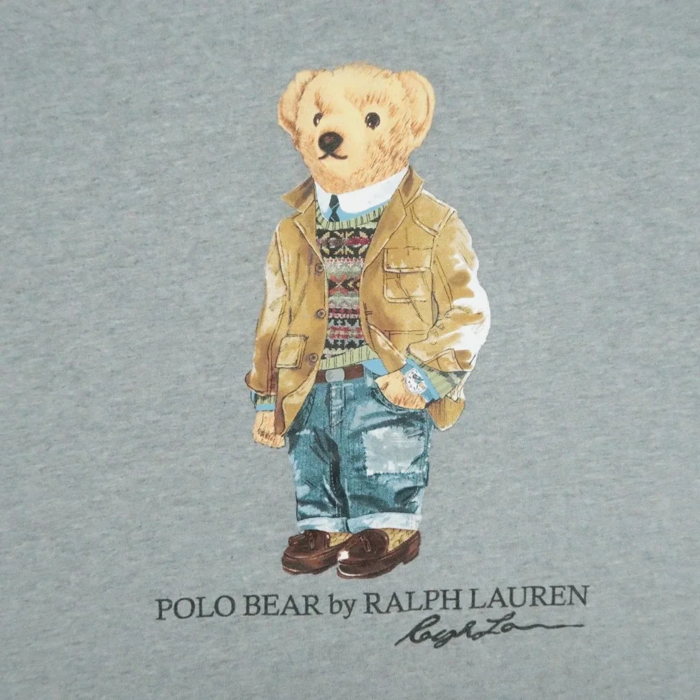 Polo Ralph Lauren Hoodie Mens 3XL Tall Gray Bear Long Sleeve Pullover 3XLT *